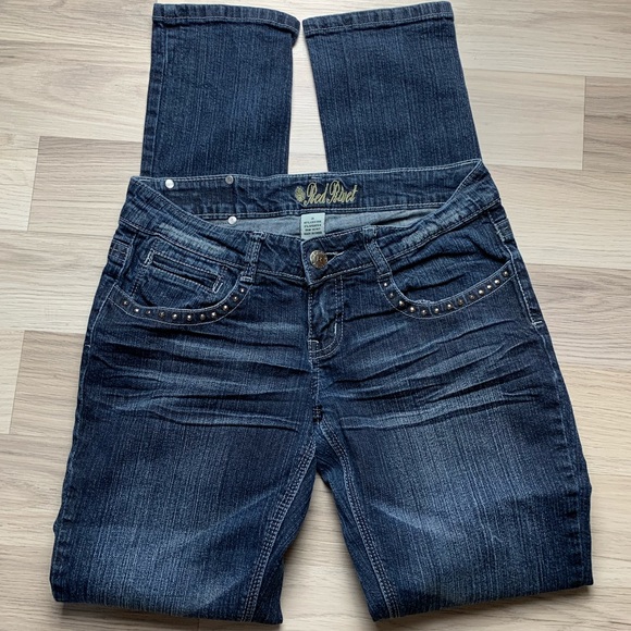 Red Rivet Blue Denim Embellished Jeans - Picture 4 of 5